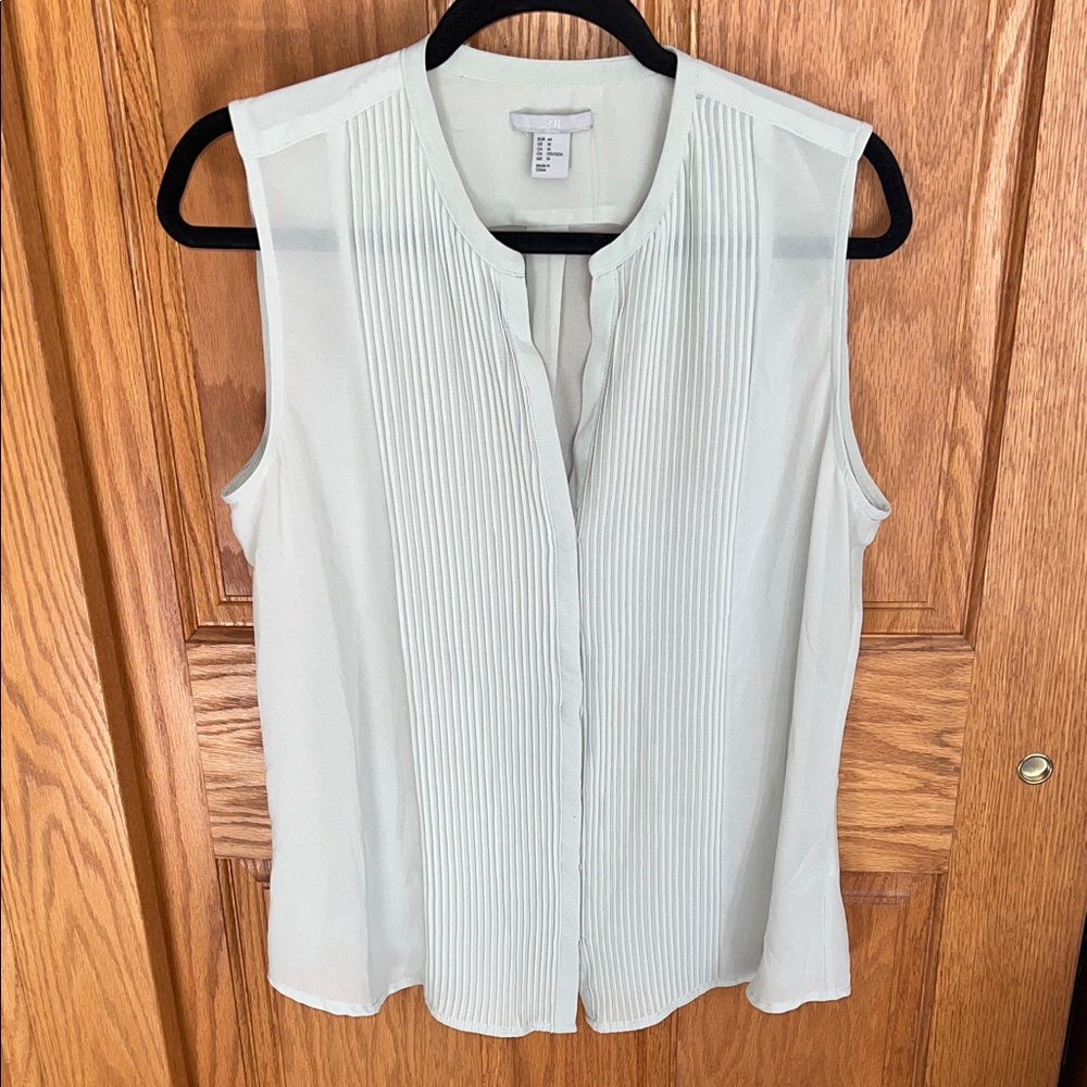 H&M Sheer Pleated Sleeveless Blouse